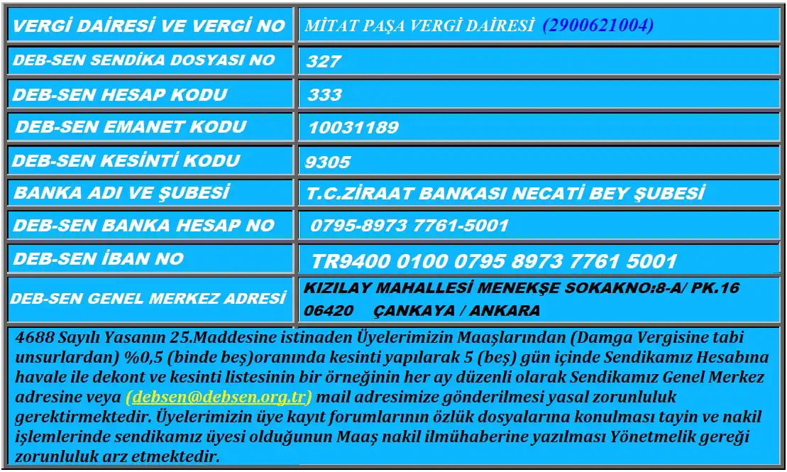 ÖNEMLİ BİLGİLER